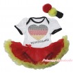 World Cup Germany White Baby Bodysuit Jumpsuit Red Yellow Pettiskirt With Sparkle Crystal Bling Rhinestone Germany Heart Print With Black Headband Red Silk Bow JS3554